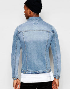 Denim Jacket In Skinny Fit With Mid Wash
