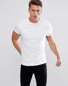 T-Shirt With Crew Neck And Roll Sleeve In White